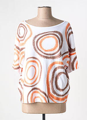 Pull col bateau manches 3/4 orange MARBLE femme