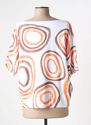 Pull col bateau manches 3/4 orange MARBLE femme