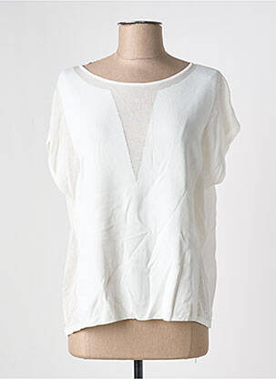 Pull stretch manches courtes blanc EVA KAYAN femme