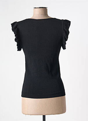 Pull col v manches courtes noir ESQUALO femme