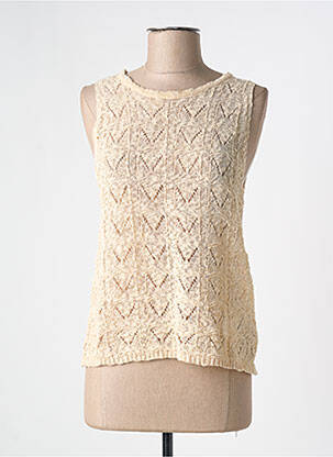 Pull tissage chiné sans manche beige ESQUALO femme