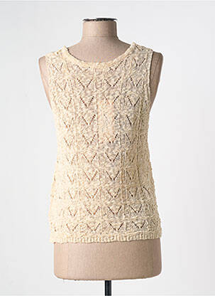 Pull tissage chiné sans manche beige ESQUALO femme
