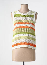 Pull maille ajourée sans manche beige MD'M femme