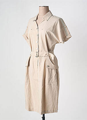 Robe mi-longue manches courtes manches courtes beige EVA KAYAN femme