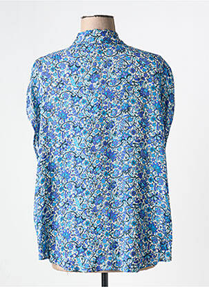 Chemisier imprimé fleurs manches courtes bleu EVA KAYAN femme