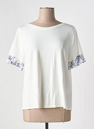 T-shirt stretch manches courtes beige FRANK WALDER femme