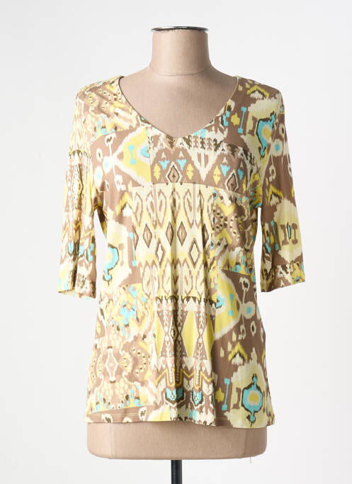 T-shirt imprimé fantaisie manches courtes jaune BARBARA LEBEK femme