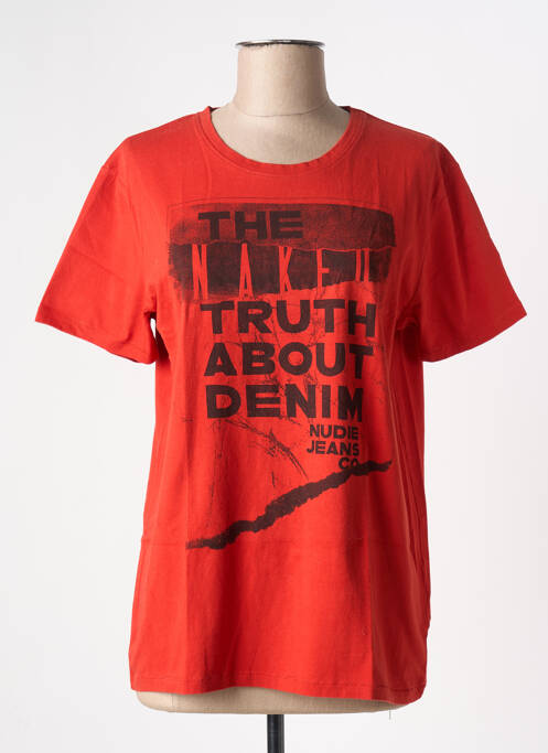 T-shirt imprimé fantaisie manches courtes orange NUDIE JEANS CO femme