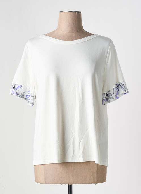 T-shirt stretch manches courtes beige FRANK WALDER femme