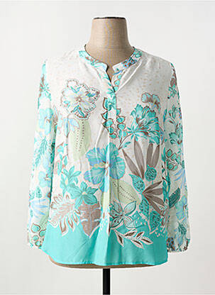 Blouse tissage popeline manches longues bleu FRANK WALDER femme