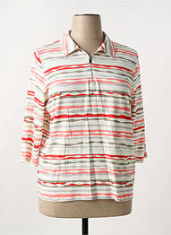 Polo imprimé rayures manches 3/4 beige FRANK WALDER femme