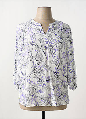 Blouse tissage popeline manches 3/4 violet FRANK WALDER femme