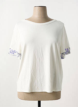 T-shirt stretch manches courtes beige FRANK WALDER femme
