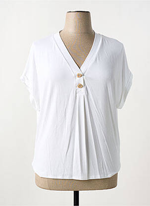 T-shirt col v manches courtes blanc MARBLE femme