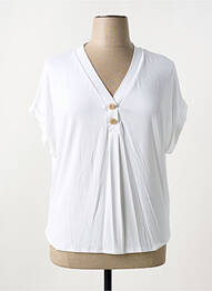 T-shirt col v manches courtes blanc MARBLE femme