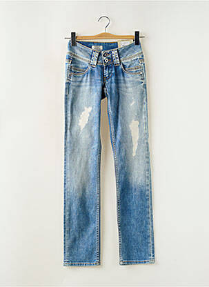 Jeans coupe droite effet usé délavé taille basse bleu PEPE JEANS femme