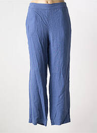 Pantalon large tissage crêpe taille haute bleu DOLCEZZA femme