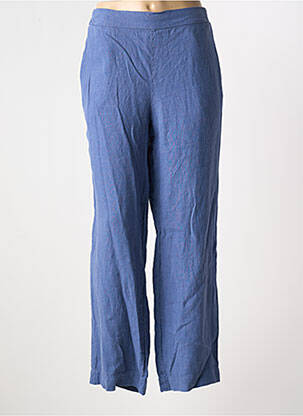 Pantalon large tissage crêpe taille haute bleu DOLCEZZA femme