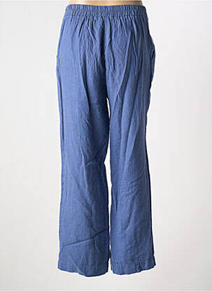 Pantalon large tissage crêpe taille haute bleu DOLCEZZA femme