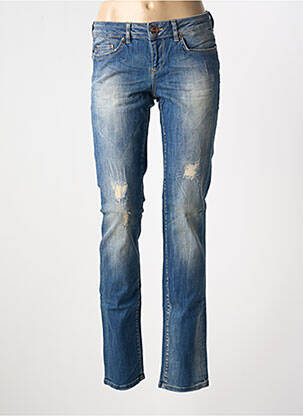 Jeans coupe slim effet usé délavé taille basse bleu ONLY femme