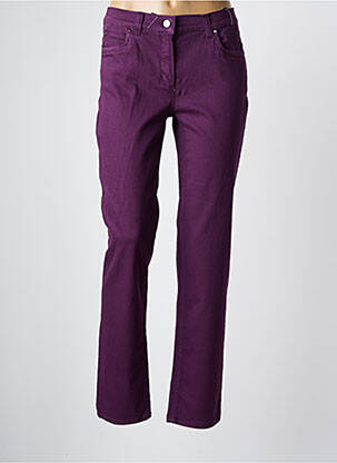 Pantalon slim tissage popeline taille normale violet ANNA MONTANA femme