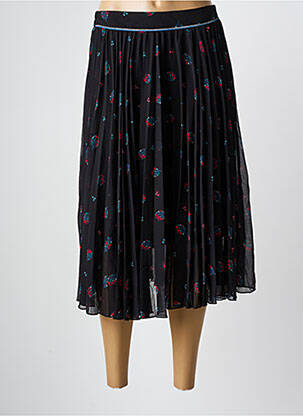 Jupe mi-longue taille élastique noir LOUIZON femme