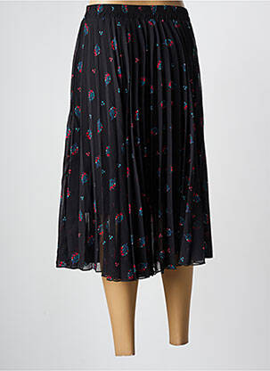 Jupe mi-longue taille élastique noir LOUIZON femme