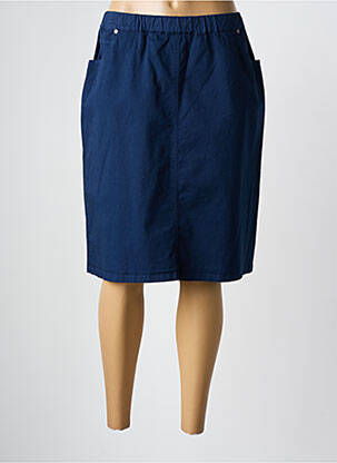 Jupe mi-longue coupe droite bleu GUY DUBOUIS femme