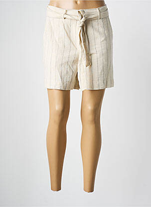 Short fermeture zippée sous rabat boutonné beige MD'M femme