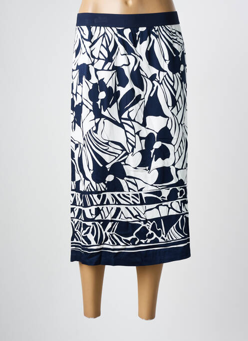 Jupe mi-longue coupe droite bleu BARBARA LEBEK femme