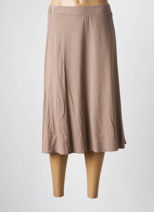 Jupe mi-longue beige FRANK WALDER pour femme