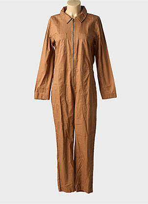 Combi-pantalon col chemisier manches longues marron ICHI femme