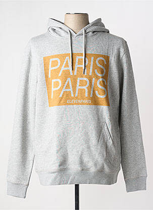 Sweat-shirt à capuche manches longues manches longues gris ELEVEN PARIS homme