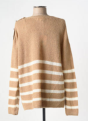 Pull col v manches longues beige GRACE & MILA femme