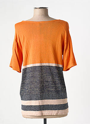 Top imprimé fantaisie manches courtes orange ICHI femme