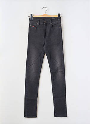 Jeans coupe slim fermeture zippée sous rabat boutonné noir DIESEL femme