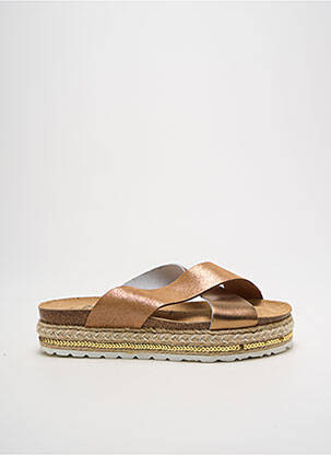 Mules/sabots tissage satiné talon de 4 à 6cm marron AMOA femme