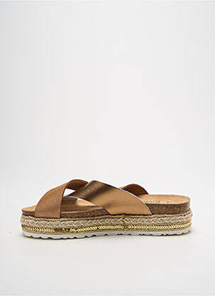 Mules/sabots tissage satiné talon de 4 à 6cm marron AMOA femme