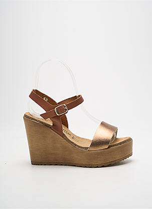 Sandales/nu pieds matière lisse talon de 7 à 9cm marron AMOA femme