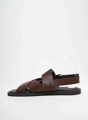 Sandales/nu pieds tissage satiné bout ouvert marron PELLET homme