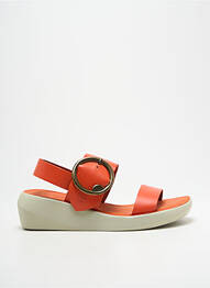 Sandales/nu pieds matière lisse talon de 4 à 6cm orange FLY femme
