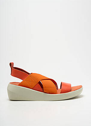 Sandales/nu pieds matière lisse talon de 4 à 6cm orange FLY femme