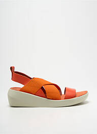 Sandales/nu pieds matière lisse talon de 4 à 6cm orange FLY femme