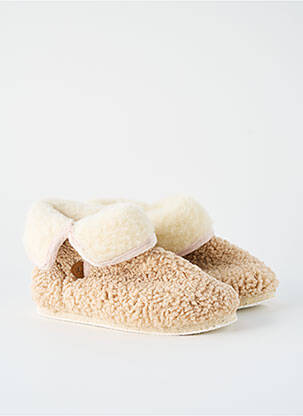 Chaussons/pantoufles bout rond talon plat jusqu'à 3cm beige CHAUSSE MOUTON femme