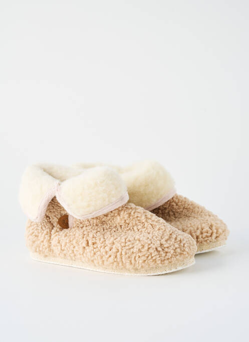 Chaussons/pantoufles bout rond talon plat jusqu'à 3cm beige CHAUSSE MOUTON femme