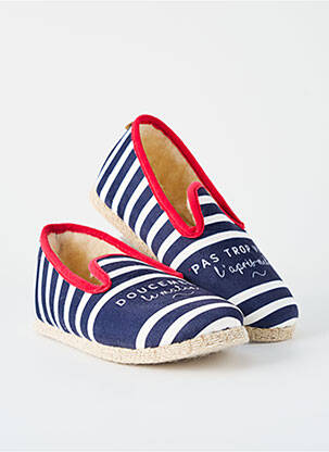 Chaussons/pantoufles bout rond bout rond bleu CHAUSSE MOUTON unisexe