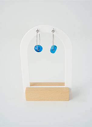 Boucles d’oreilles matériaux métal bleu SATINE femme