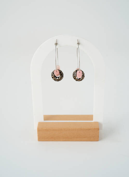 Boucles d’oreilles matériaux métal rose SATINE femme
