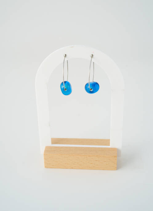 Boucles d’oreilles matériaux métal bleu SATINE femme