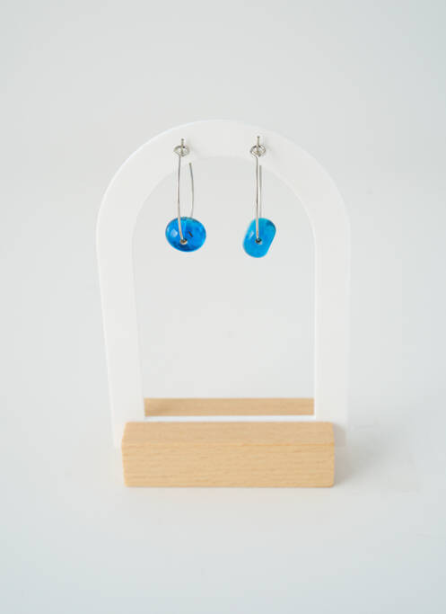Boucles d’oreilles matériaux métal bleu SATINE femme